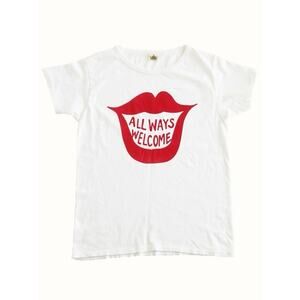 Filth Mart White T shirt Always Welcome Red Lips Mouth T Shirt S